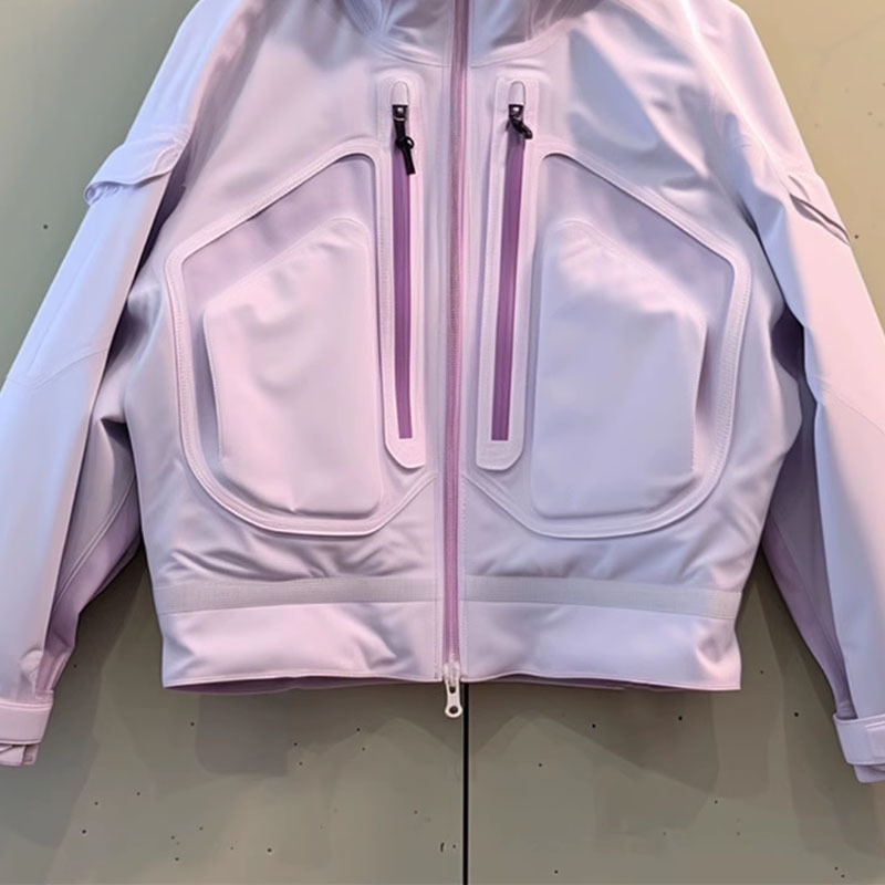 紫色休闲连帽冲锋衣外套女秋冬款独特夹克上衣超好看滑雪服