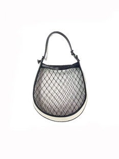 JACQUES 设计师官方店2024SS春夏亮黑皮帆布镂空提包 WEI