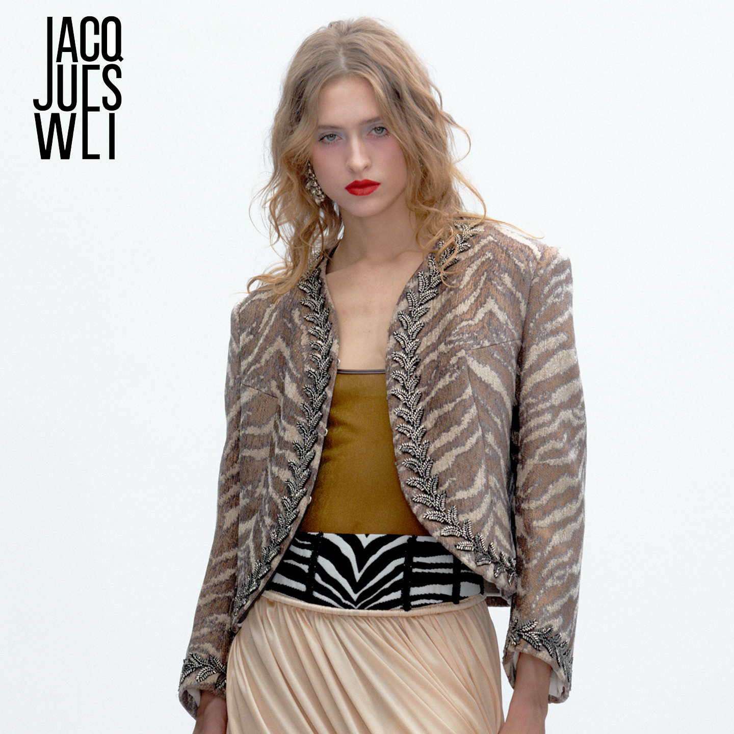 JACQUESWEI棕色斑马纹短款外套