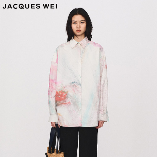JACQUES WEI 设计师官方店2024SS春夏匹马棉艺术家印花系列衬衫