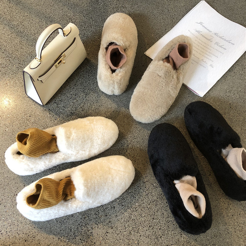 厚底增高毛毛鞋女冬外穿加绒保暖豆豆鞋懒人一脚蹬懒人水貂毛棉鞋,女鞋,深口单鞋,淘宝优惠券,粉丝福利购,淘宝优惠卷