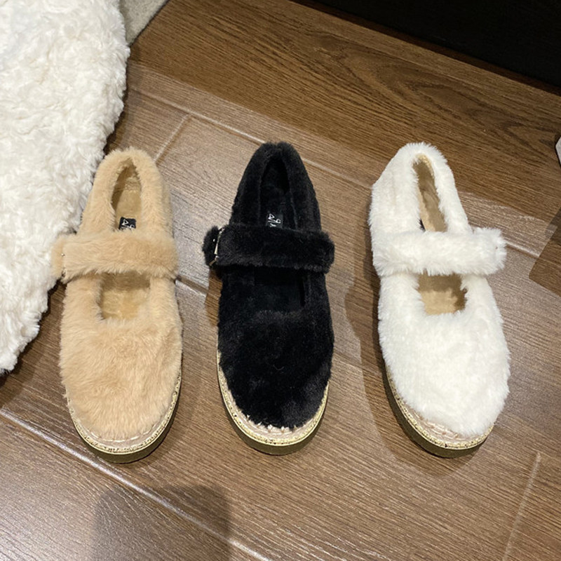 加绒厚底渔夫鞋女冬外穿毛毛鞋一字扣玛丽珍棉鞋保暖孕妇豆豆单鞋,女鞋,浅口单鞋,淘宝优惠券,粉丝福利购,淘宝优惠卷