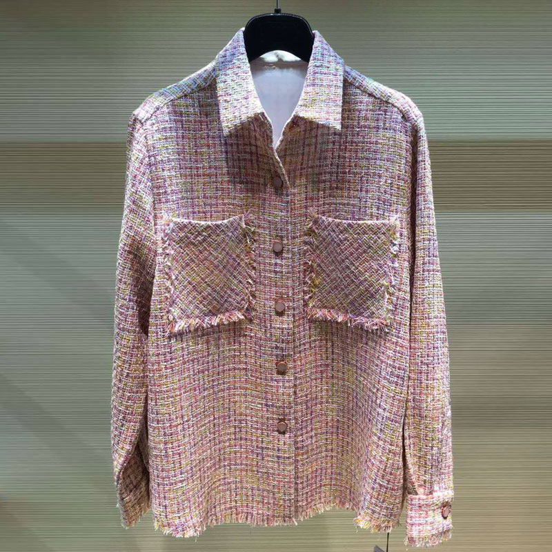 阿瑪施女装旗舰店官网2020早秋季新款小香风流苏衬衫气质百搭外套