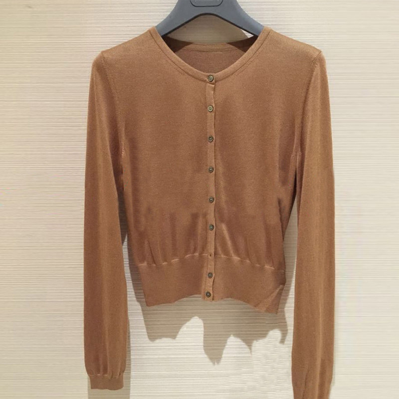 阿瑪施女装旗舰店官网2020早秋新款针织蚕丝打底开衫薄款外穿上衣