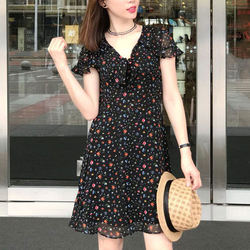 阿瑪施旗舰店官网女装2020夏装新款正品代购桑蚕真丝碎花连衣裙子