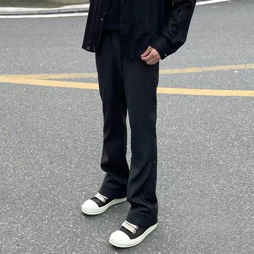 马吉拉风格VUJADE黑色微喇叭裤西裤vibe高街长裤cleanfi丁字裤子