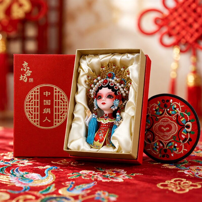 穆桂英绢人京剧人物摆件戏曲娃娃北京纪念品中国风特色礼物送老外