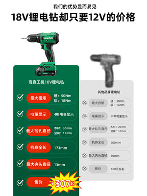 HiKOKI高壹工机18V充电冲击钻起子手电钻电批电枪螺丝刀DV18DD