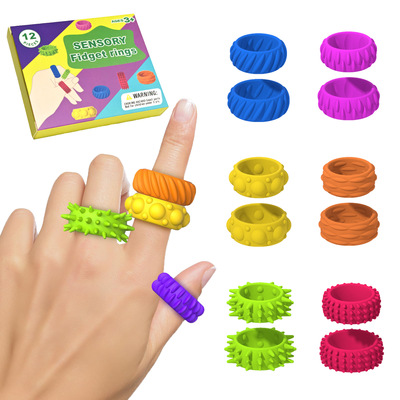 12pcs Fidget Toys Kids Sensory Rings Quiet Anxiety for kids