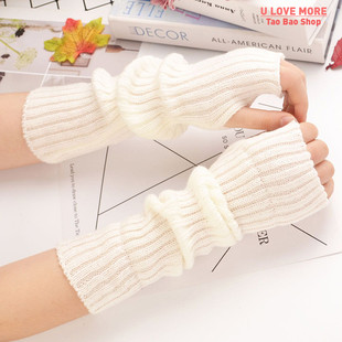 New Women Fingerless Gloves Arm Warmers Goth Knitted Kawaii