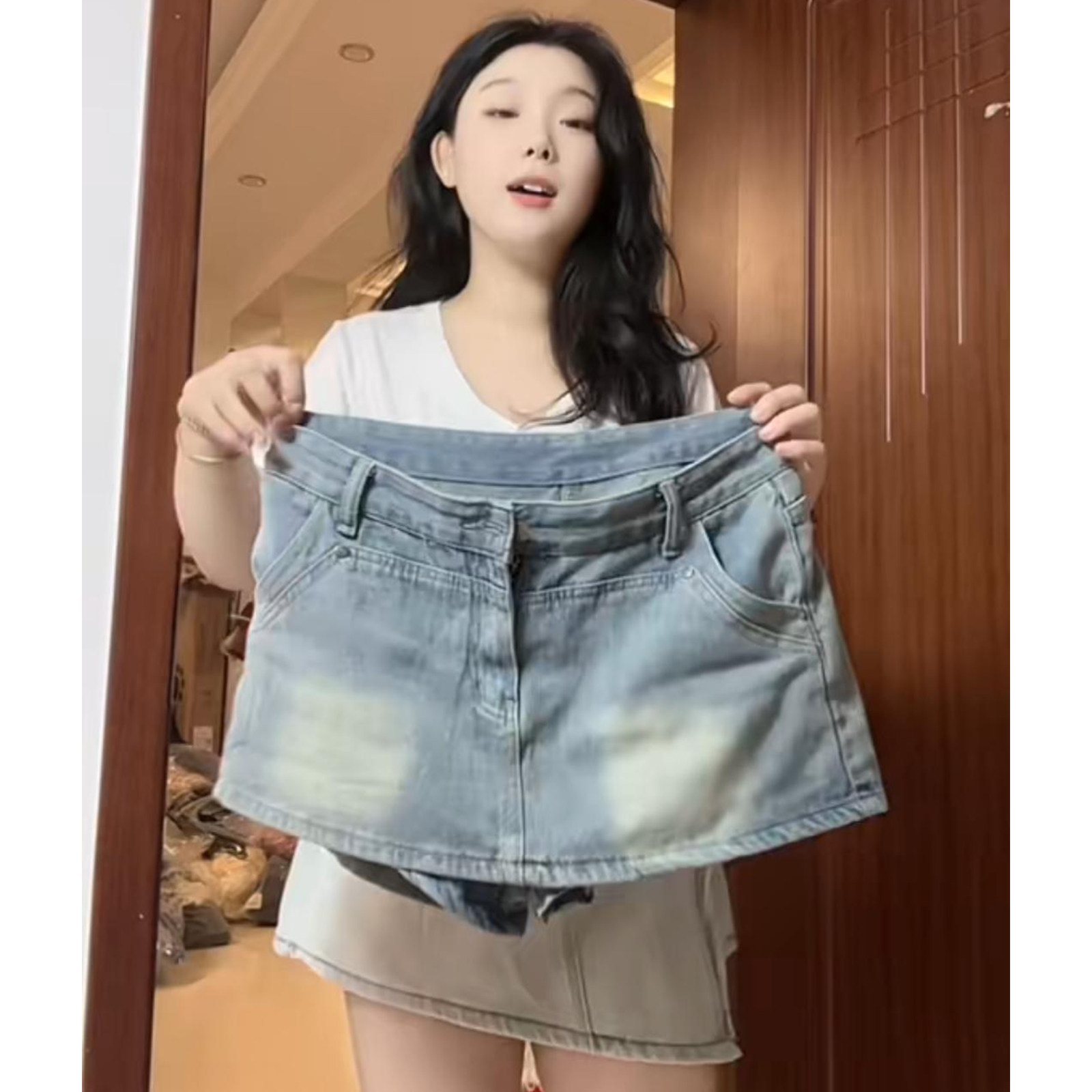夏季薄款防走光a字半身裙裤图片