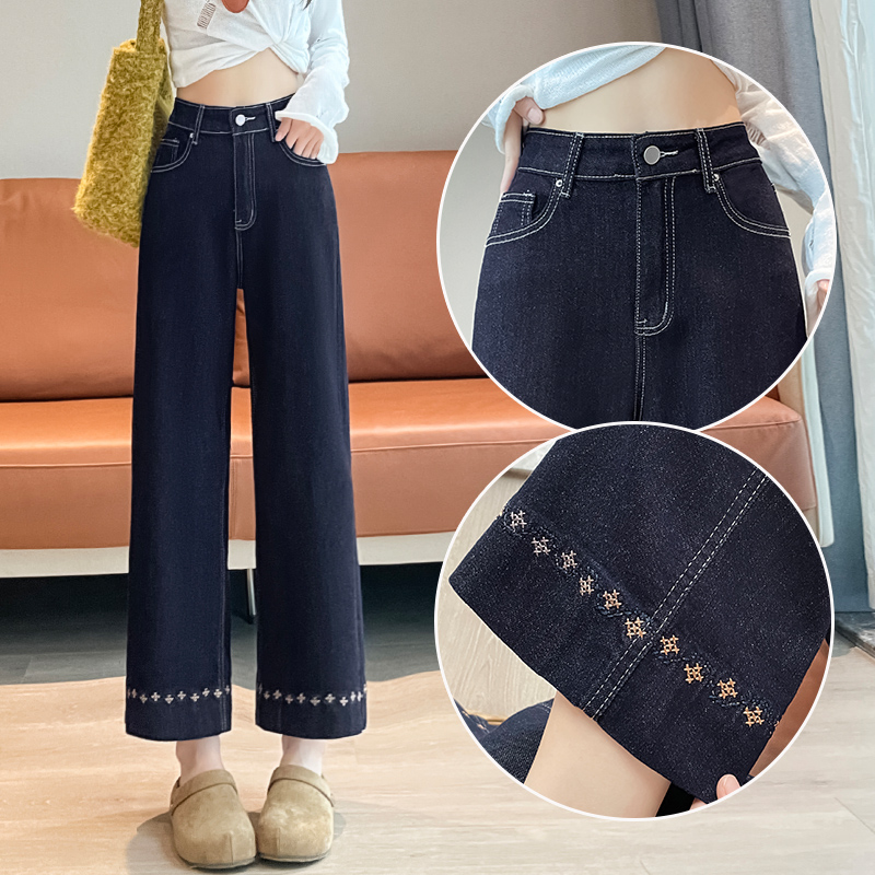 秋冬直筒牛仔裤女烟管九分裤子