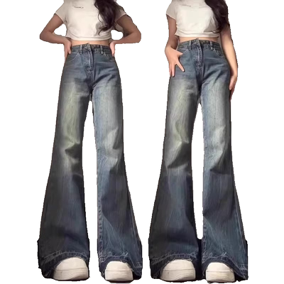 复古微喇叭牛仔裤女不贴腿裤子