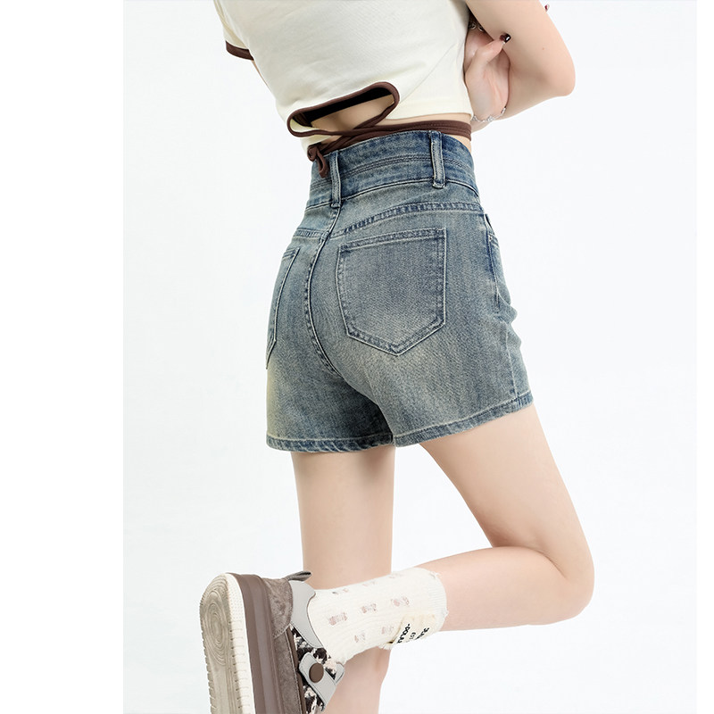 牛仔短裤女夏季大码胖mm新款高腰小个子显瘦a字直筒阔腿热裤子潮