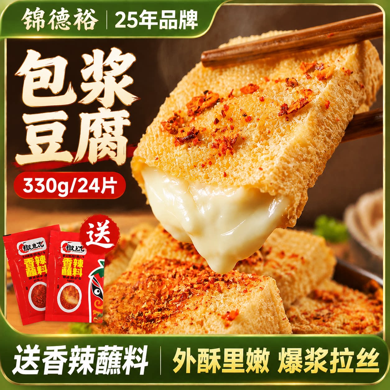 爆浆豆腐大方特产脆皮手撕包浆豆腐干烙锅烧烤小吃蘸料半成品批发