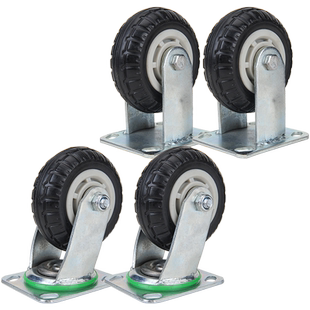 6寸静音橡胶轮万向轮轮子重型8寸手推车平板拖车4寸5寸小推车轱辘