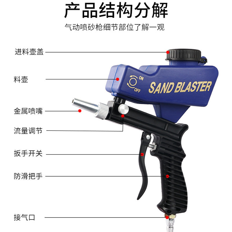 便携式重力式喷砂枪气动喷砂组套