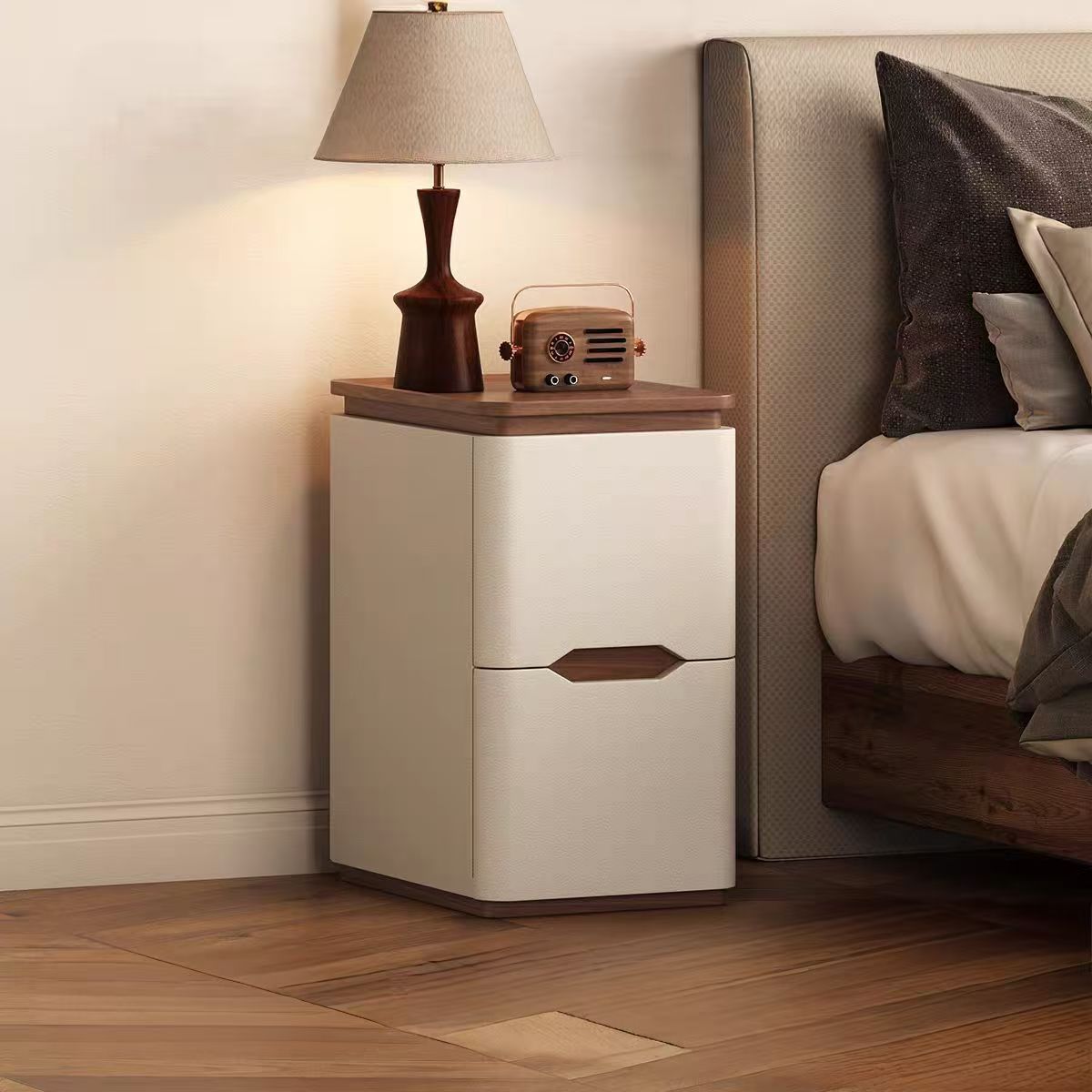 实木床头柜免安装超窄新款小型家用卧室轻奢奶油简约现代收纳柜