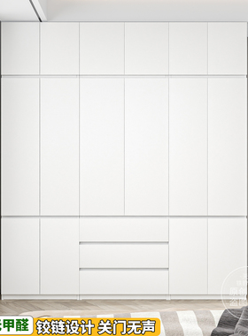 铁豹新款简约钢制组合衣柜家用卧室大容量储物衣橱出租房带抽屉