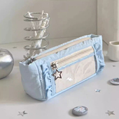 ins风透明蓝色多层大容量笔袋女生2025新款 文具盒高颜值铅笔盒