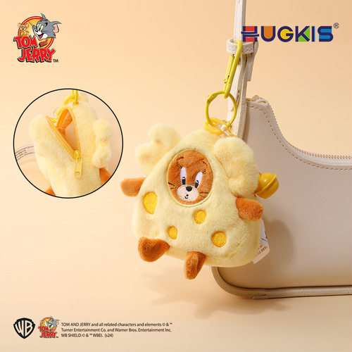 正版联名猫和老鼠奶酪毛绒卡通零钱包蓝牙耳机包包挂件收纳口红包