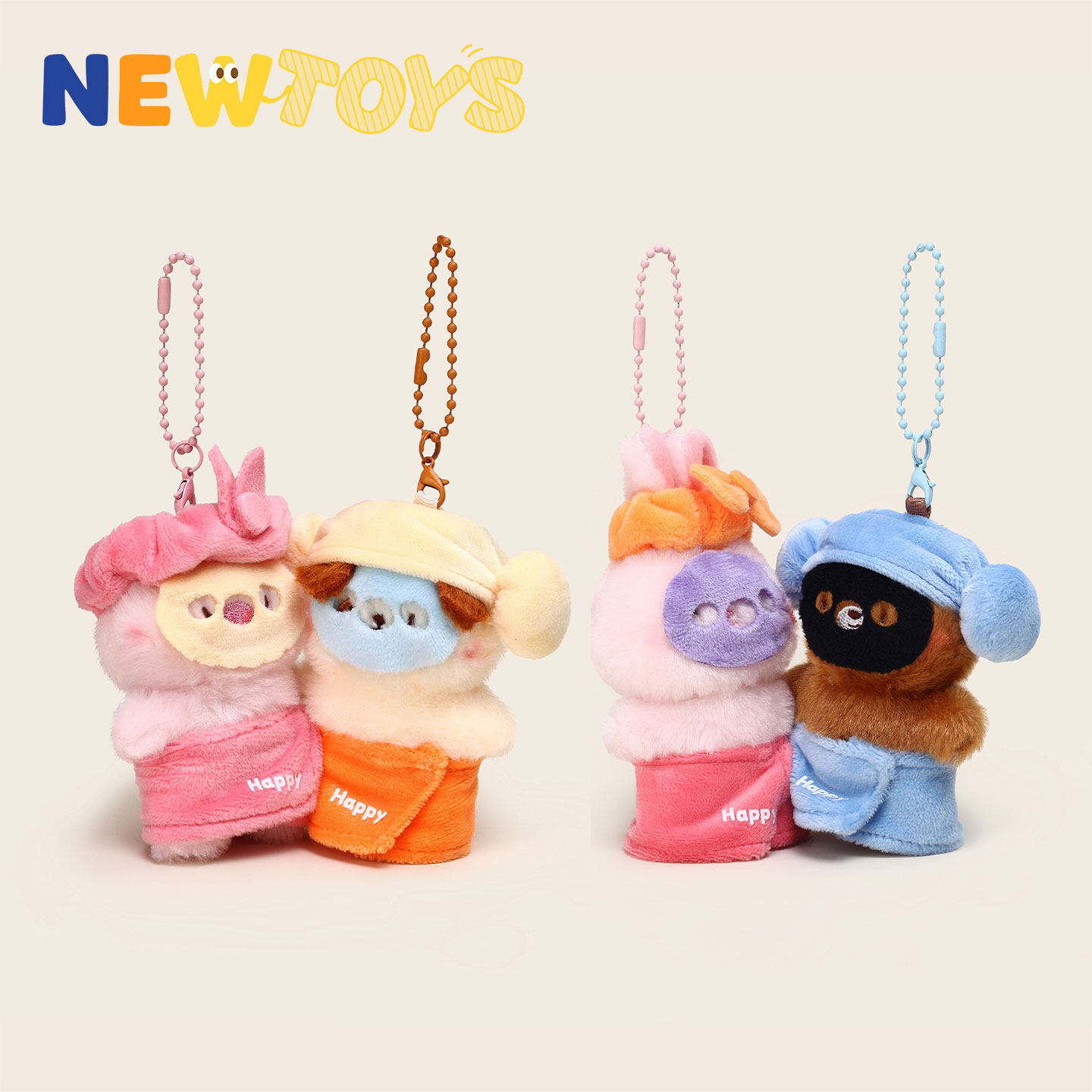 NewToys可爱搞怪磁吸情侣双人一对小猪小兔闺蜜毛绒玩偶书包挂件图片