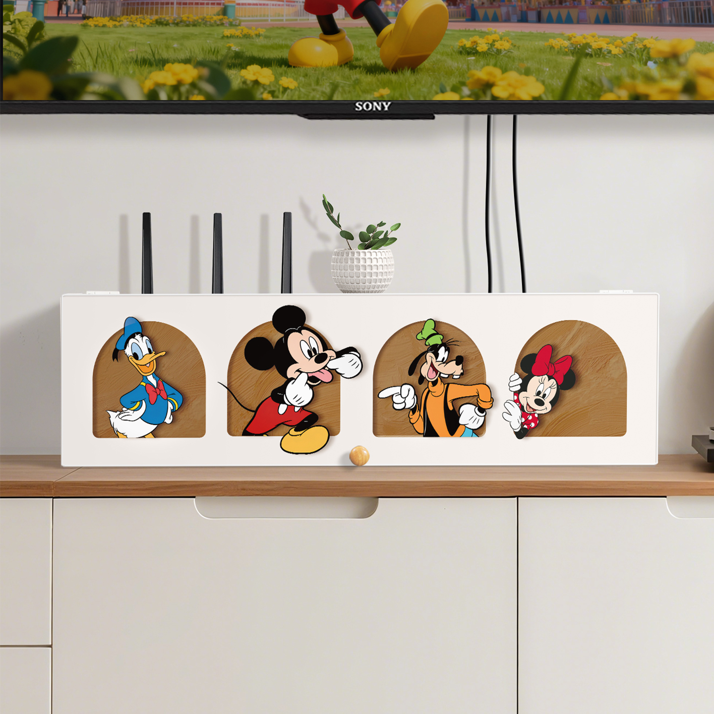 免打孔路由器收纳盒遮丑置物架