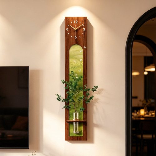客厅diy水培绿植挂钟画