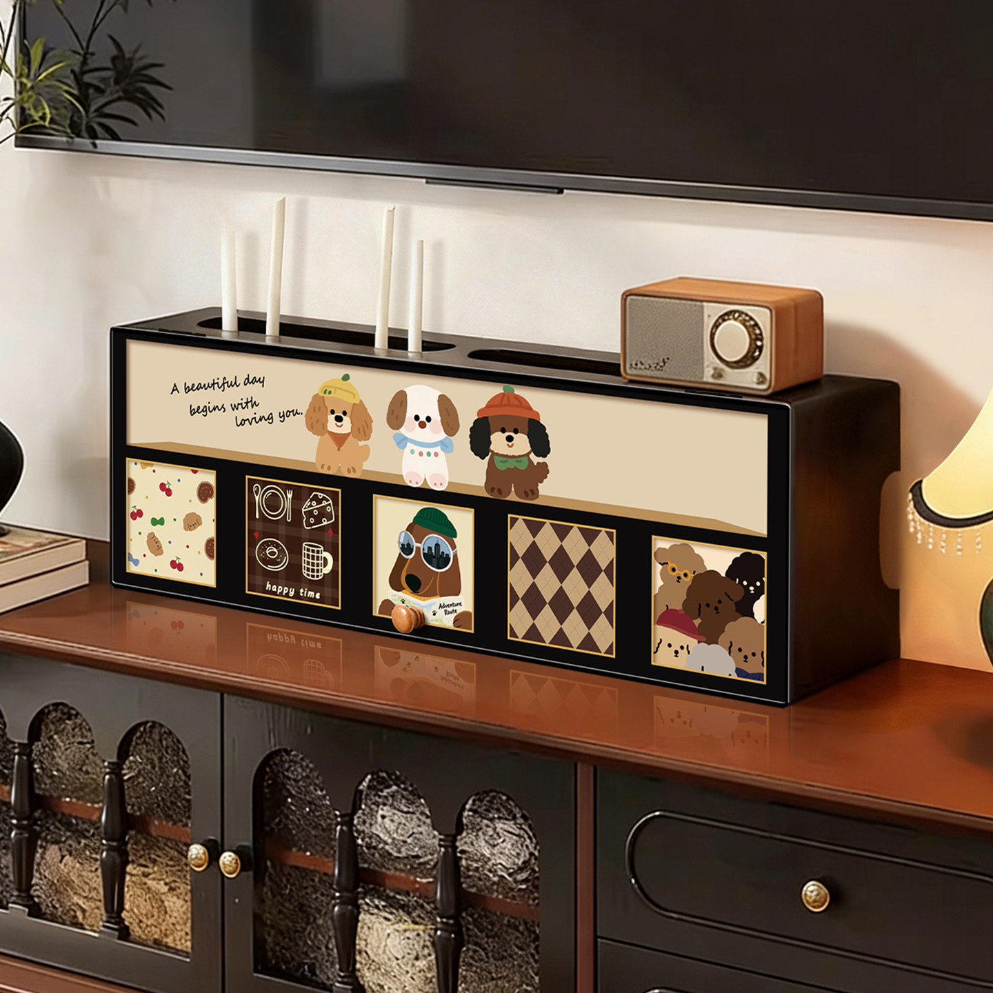 路由器收纳盒上墙免打孔2026新款wifi光猫放置架电视柜电线遮挡箱