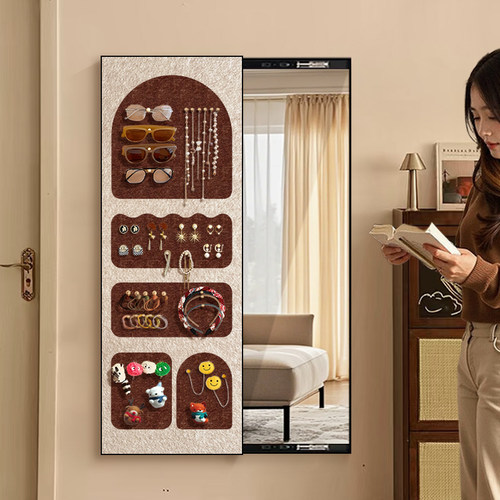 入户推拉式隐形穿衣镜diy毛毡板2025新款全身镜饰品收纳镜子画