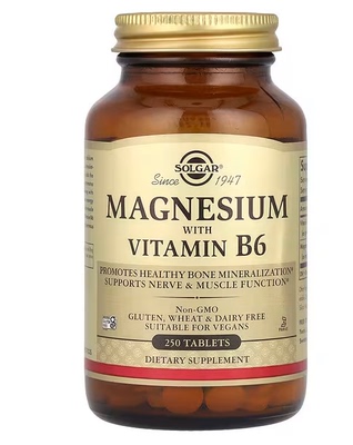 solgar美国进口柠檬酸镁片镁元素补充剂复合镁成人维生素b6青少年