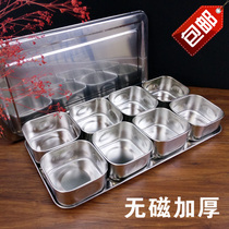 Stainless steel seasoning box, 8-grid seasoning box, 6-grid machine-made flavoring box, 8-head canteen dishes, sample retention box, sauce cover