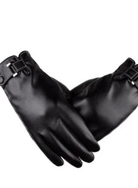 2023 winter glove pu leather phone screen touch men gloves
