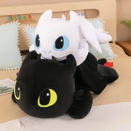 40cm 60cm Plush Dragon Toys Kawaii White Black Dinosaurs Ani