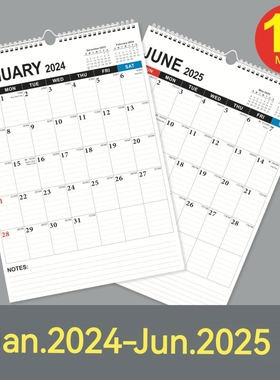 2024 English wall calendar monthly weekly planner agenda