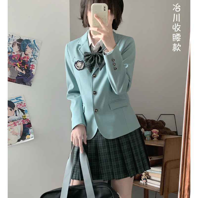 墨秋JK制服冶川女子薄荷绿收腰款小西装日系校供感西服外套上衣春