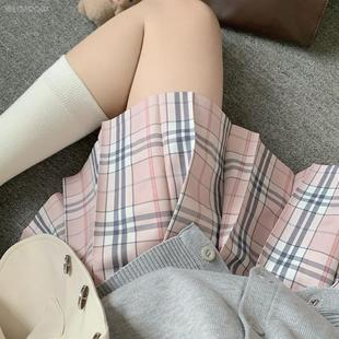 墨秋JK制服小菓格裙原创设计日系校供感新款短裙粉色学生半身裙女