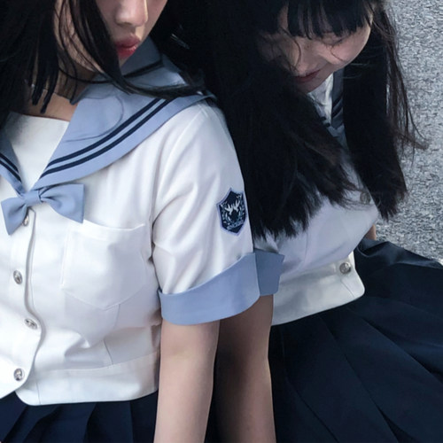 墨秋JK水手服春季日系百褶裙套装