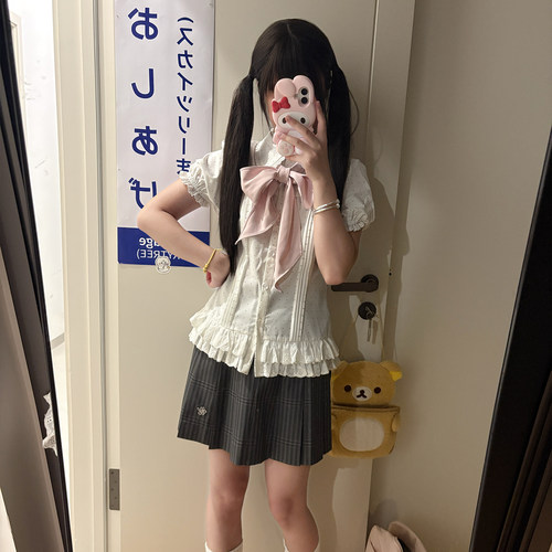 墨秋JK制服桃乐丝波点衬衫女
