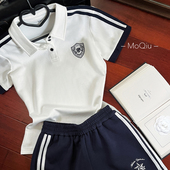 两件套 短袖 女夏季 polo衫 墨秋jk原创设计波塞冬校供感休闲运动套装