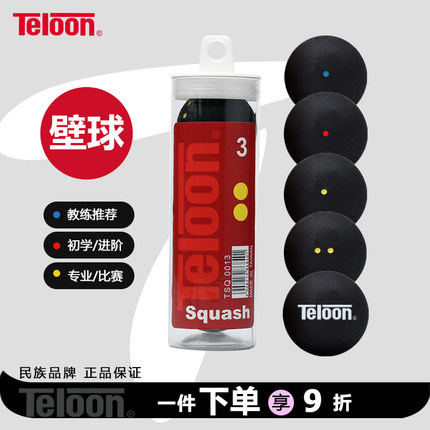 TELOON天龙蓝点红点单双黄点壁球正品初学训练专业比赛配件装备
