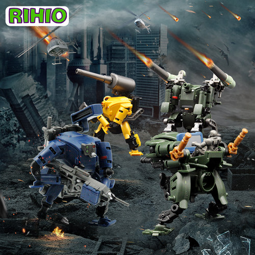 RIHIO 自由拼装玩具无限深远机甲MM001突击系列+后勤机甲套装模型