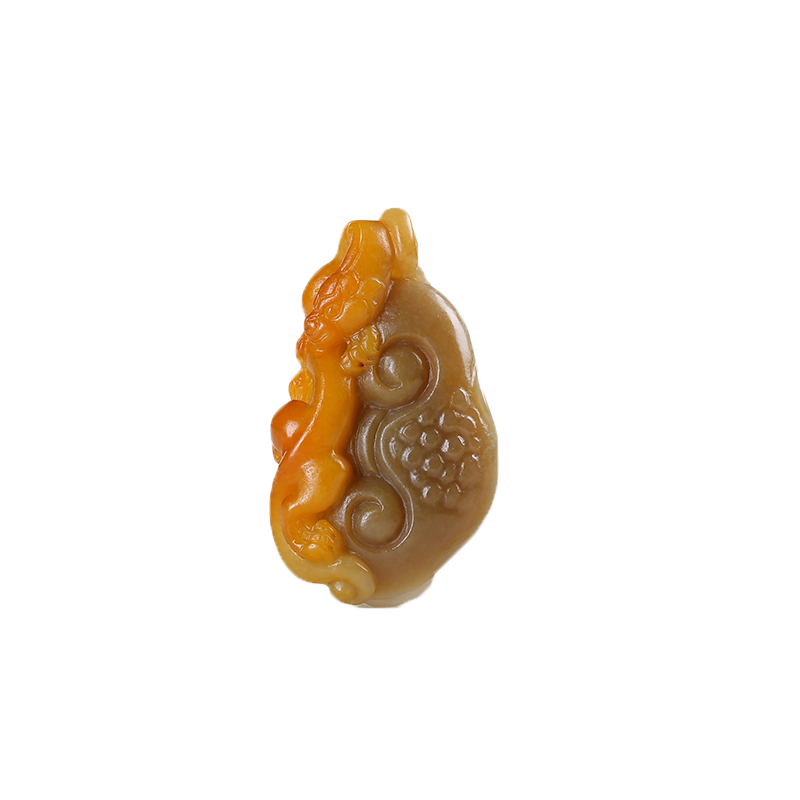 和田玉瑞兽如意玉石吊坠且末糖玉