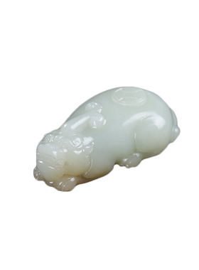 和田玉貔貅手把件玉石且末糖白玉