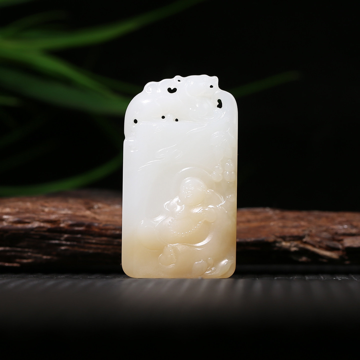 [福从天降]王朝安和田玉糖白玉弥勒佛葫芦貔貅竹节仿古牌挂件吊坠