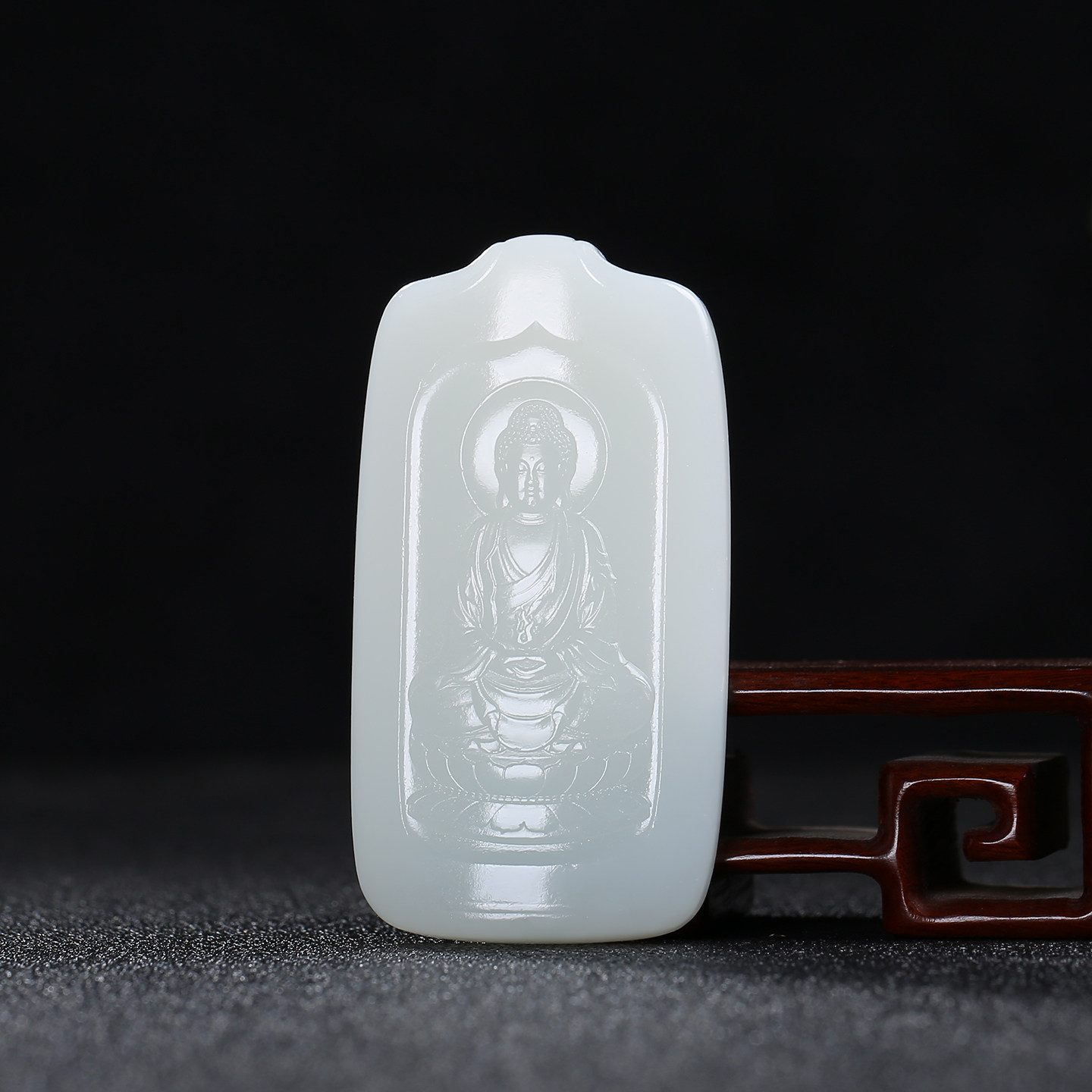 和田玉白玉佛祖仿古牌子挂件