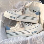 女夏款 百搭小白鞋 透气小众设计感鞋 帆布鞋 子ins潮鞋 韩版 厚底板鞋