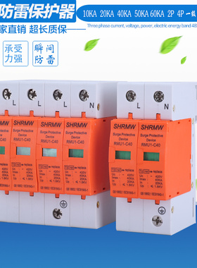 SPD浪涌保护器4P 20KA 40KA 60KA家用220V避雷器2P电涌防雷器