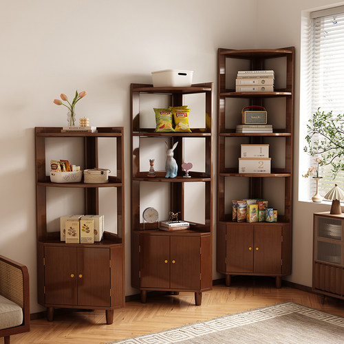 全实木家用客厅转角置物书架柜子