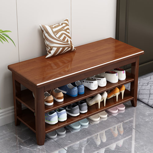 简约家用门口全实木换鞋凳